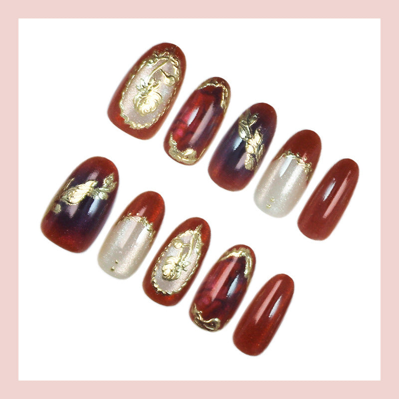 Artistic Floral-Printed Press-On Nails Kalsten