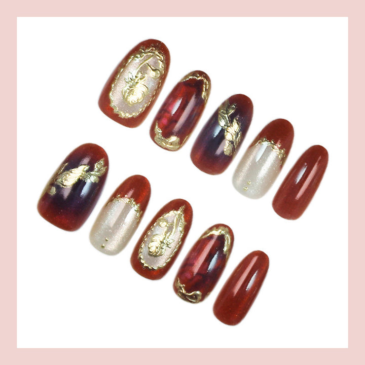Artistic Floral-Printed Press-On Nails Kalsten