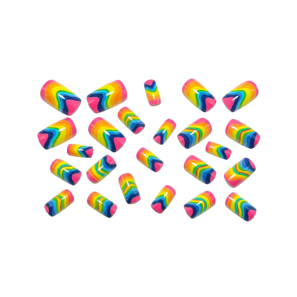 Artificial Nails in Creative Rainbow Design Kalsten