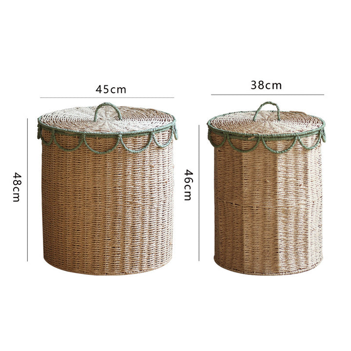 Rustic laundry basket with lid Kalsten
