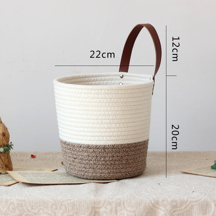 Decorative basket with leather handle Kalsten