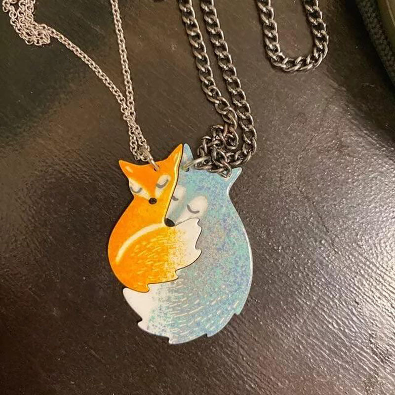 Interlocking Fox Pendant Necklace Kalsten
