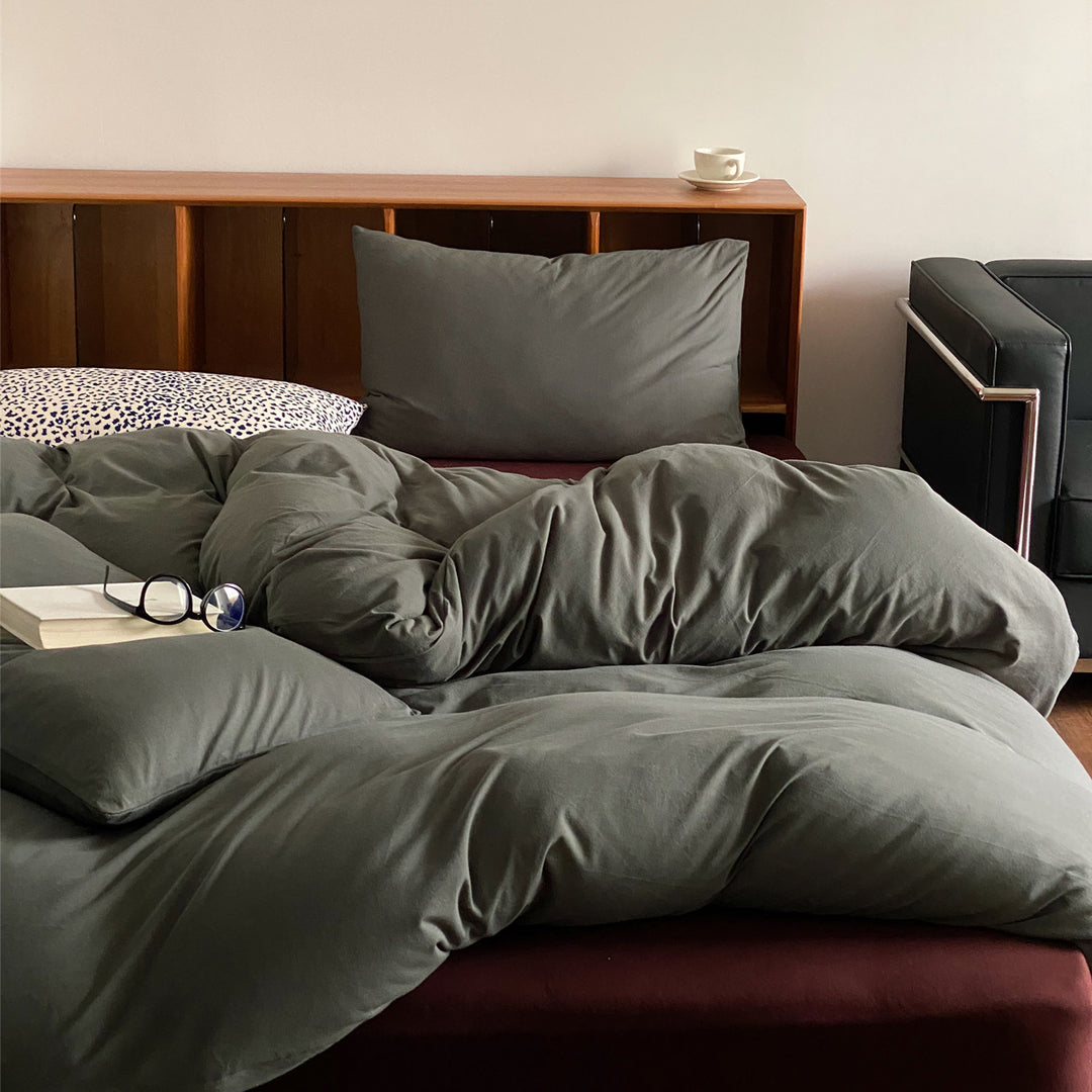 Reversible bedding set made of cotton-linen with skin-friendly, breathable structure