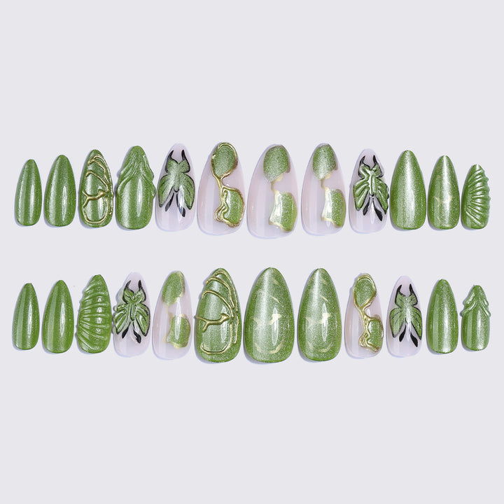Creative Nail Art Set with Insect and Leaf Patterns Kalsten