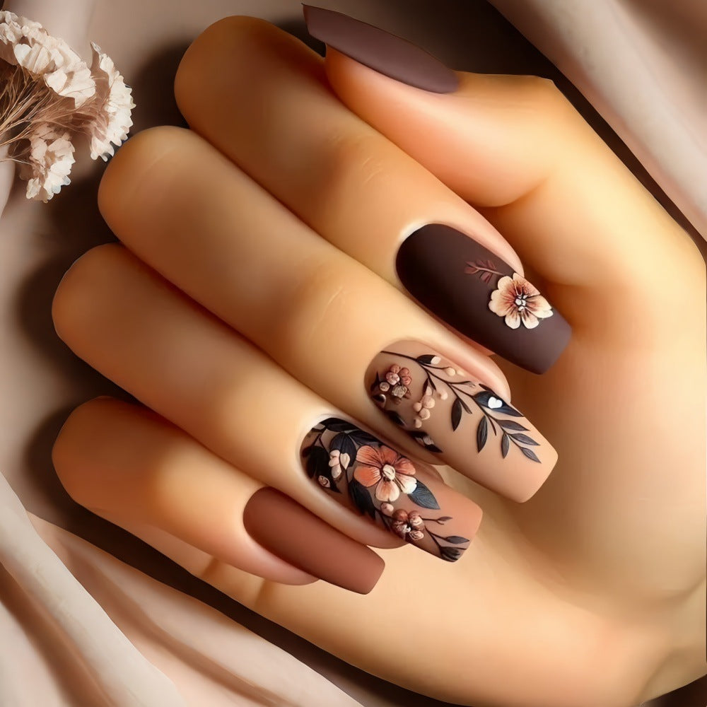 Fake Nail Set with Elegant Floral Designs Kalsten