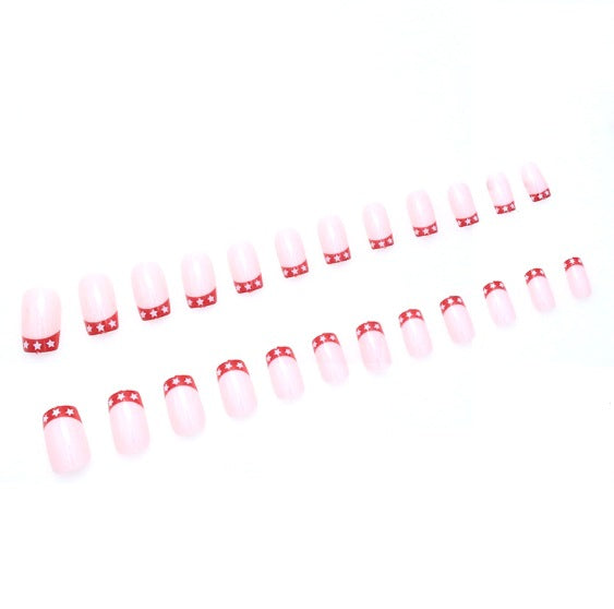 Star-Embellished French Tip Nail Art Kalsten