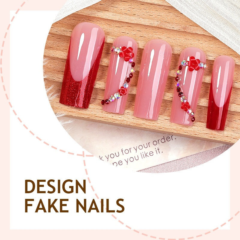 Artificial nail set with decorative accents and glitter Kalsten