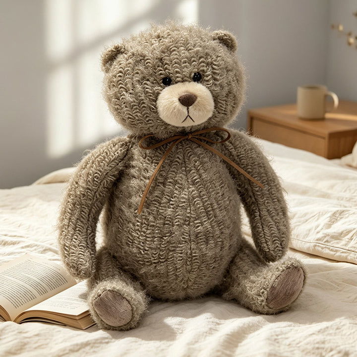 Plush Curly-Knit Sitting Teddy Bear Decorative Soft Toy Kalsten