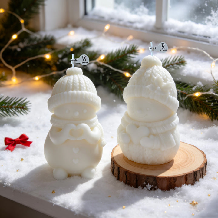 Snowman-Themed Decorative Candle