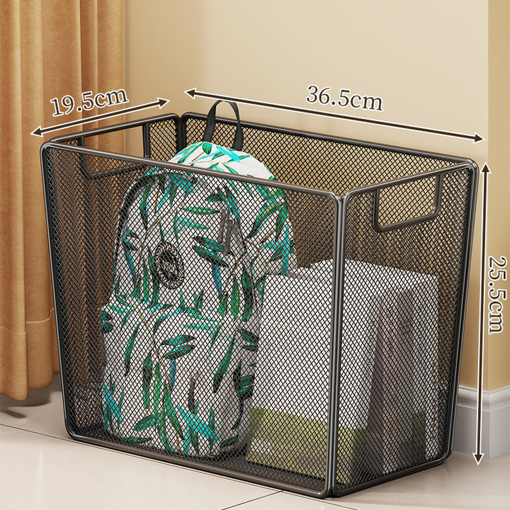 Rectangular Metal Mesh Storage Basket with Built-In Side Handles and Ventilated Panels
