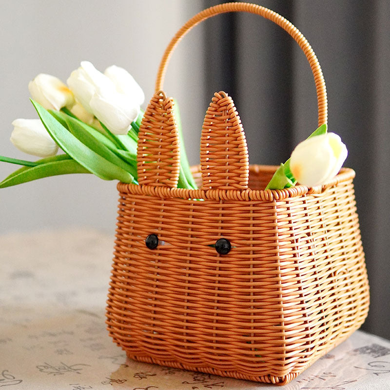 Cute Rabbit Ears Woven Storage Basket Kalsten