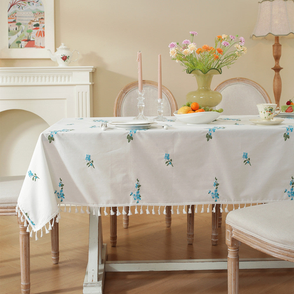 Embroidered Floral Tablecloth