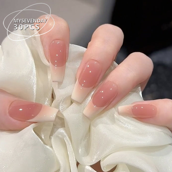 Glossy French Tip Press-On Nail Set Kalsten