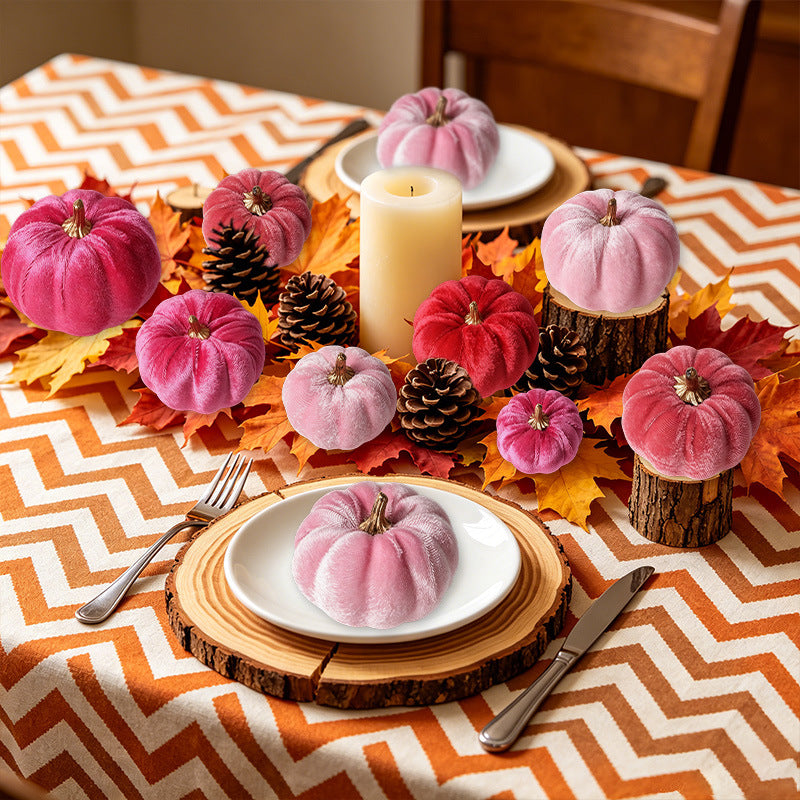 Samt-Deko Pumpkin with decorative metal stem as table ornament