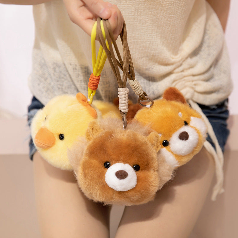 Plush Fox Bag Charm Keychain with Wrist Loop and Soft Faux-Fur Kalsten