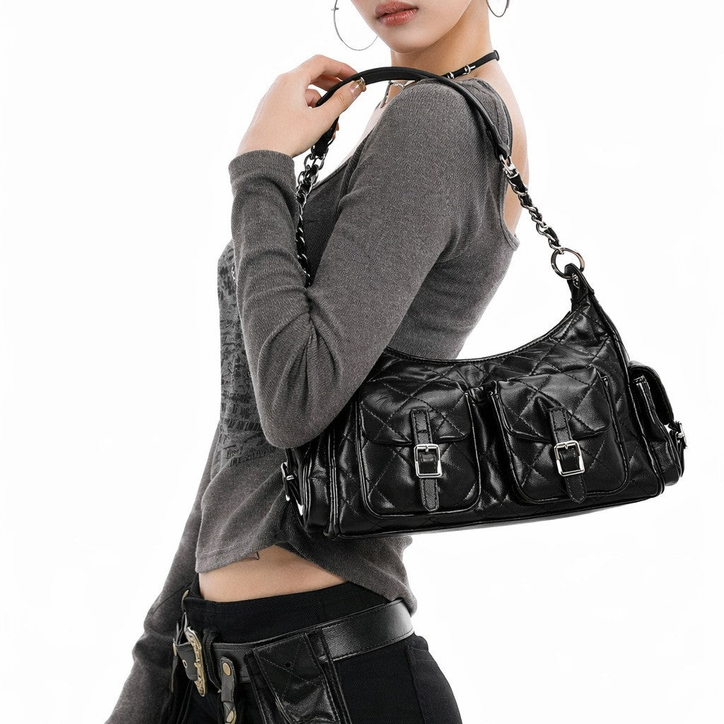 Quilted Multi-Pocket Handbag