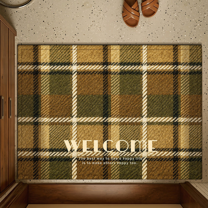 Plaid Patterned Welcome Mat