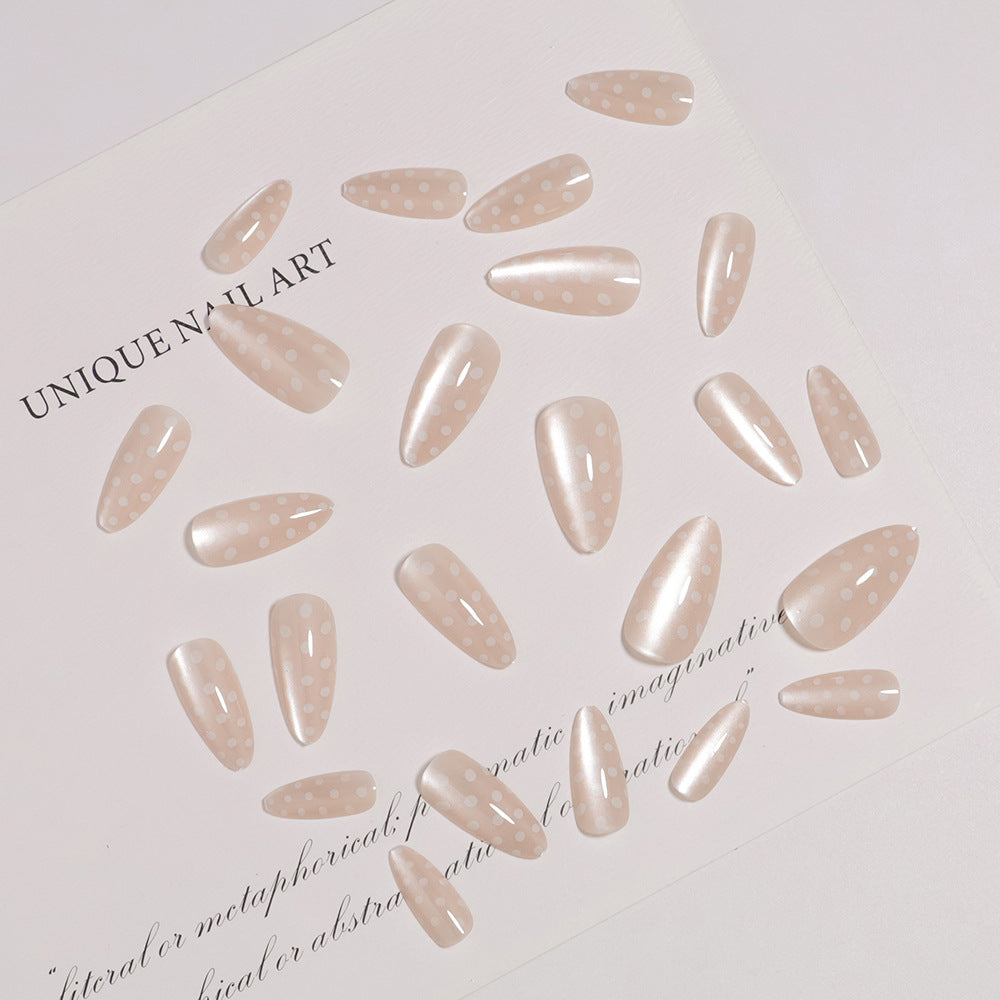 Artistic Press-On Nail Set with Polka Dot Design Kalsten 1787225399