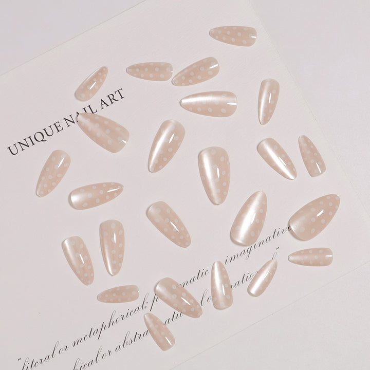 Artistic Press-On Nail Set with Polka Dot Design Kalsten 1787225399