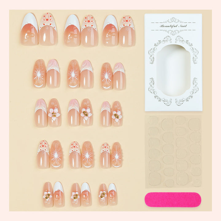 Artificial nail set with creative flower and pearl design Kalsten