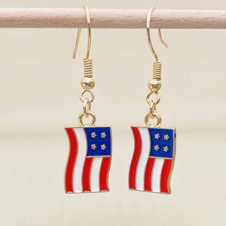 Women's filigree drop earrings with enameled flag pendants and metal hook closure Kalsten