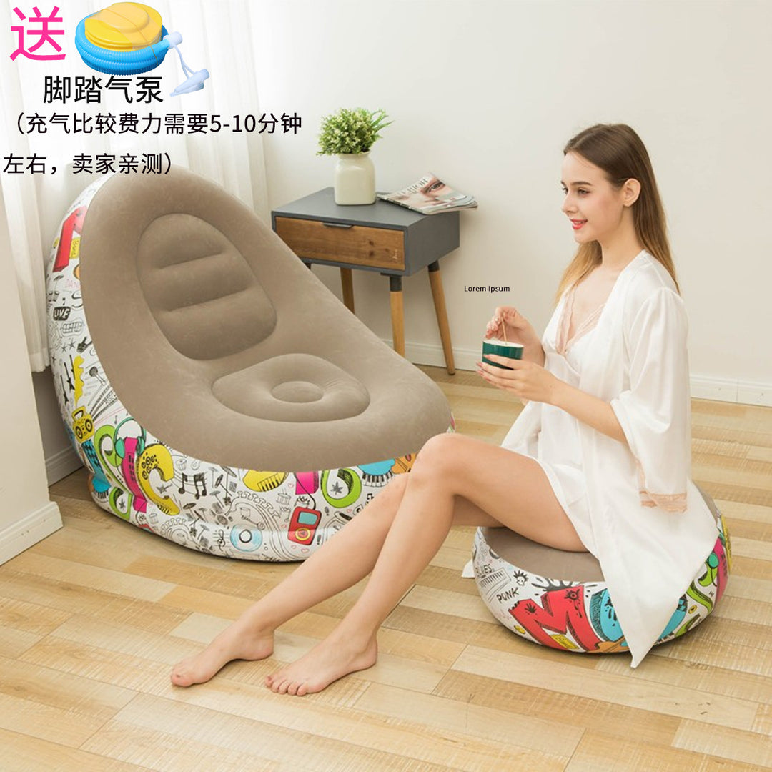 Women Inflatable Comfort Bean Bag Chair with Footrest Kalsten