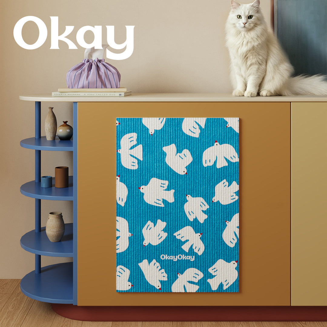 Extra-Absorbent Microfiber Vertical Door Runner with Ribbed Texture and Dove Motif