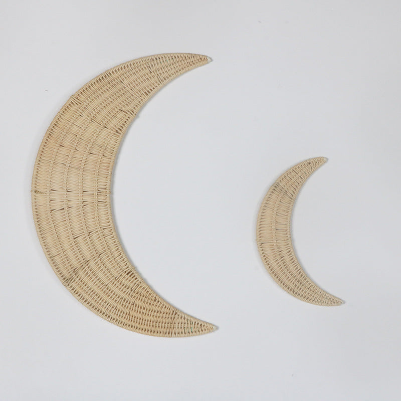 Wall decoration made of handwoven rattan in moon design Kalsten