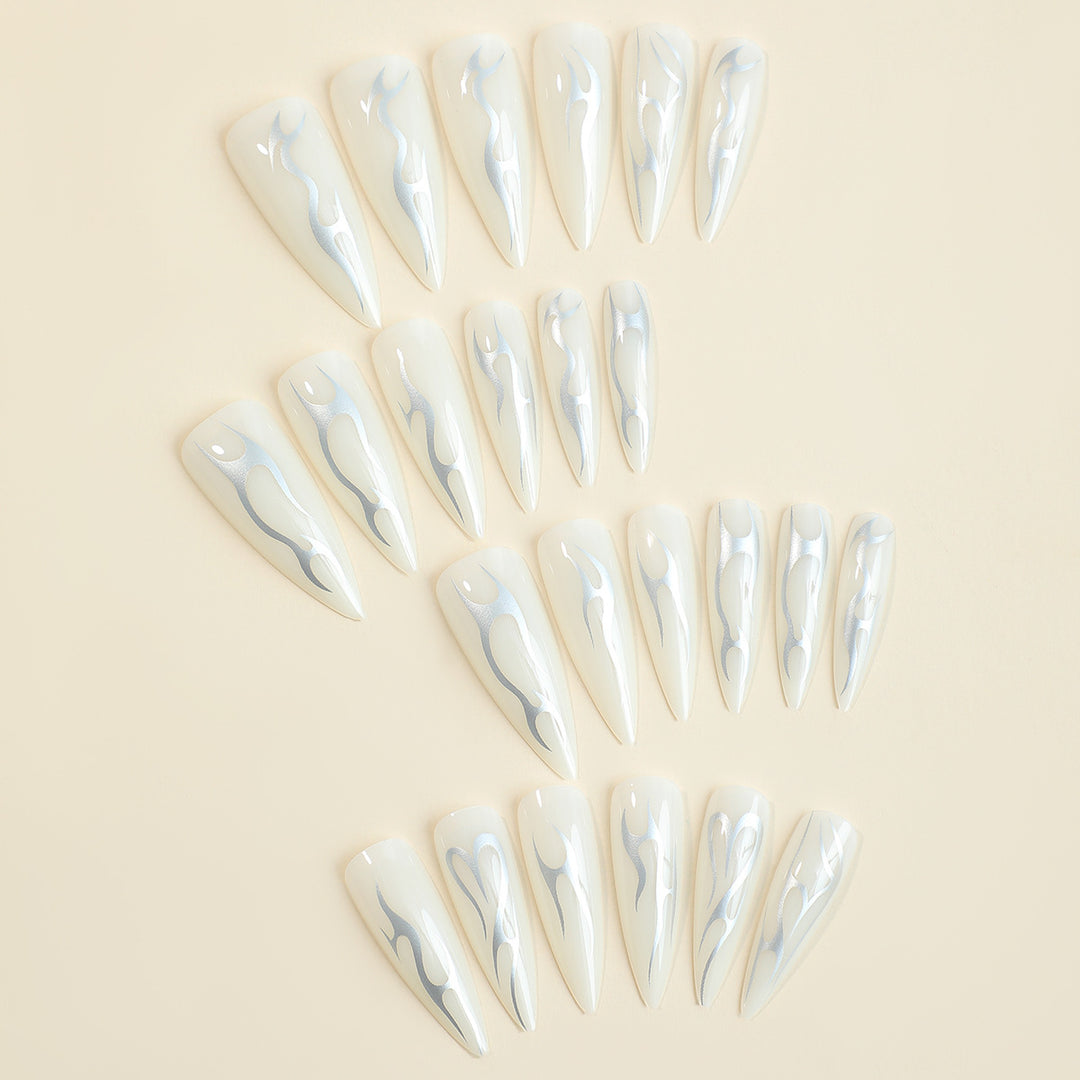 Creative nail set with pointed artificial nails and accessories Kalsten