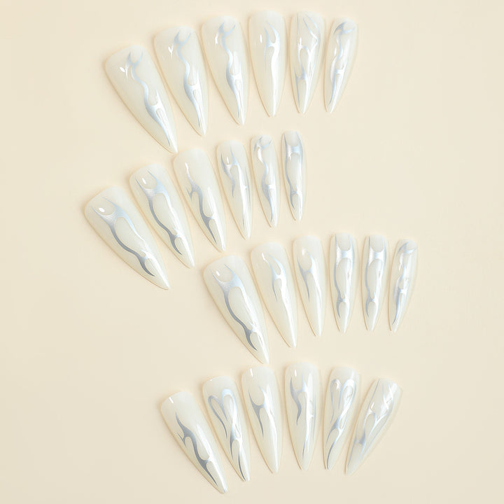 Creative nail set with pointed artificial nails and accessories Kalsten