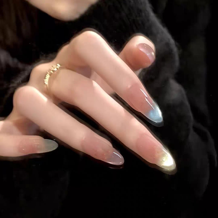 Artificial nails with elegant ombre effect and glitter accents Kalsten