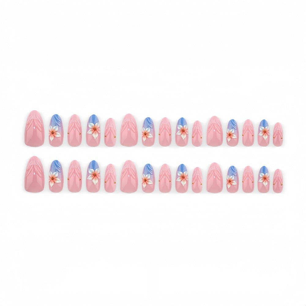 Artificial nails with floral designs and elegant color gradient Kalsten