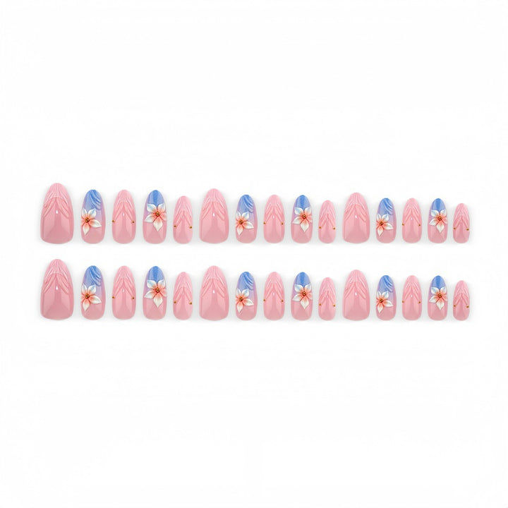 Artificial nails with floral designs and elegant color gradient Kalsten