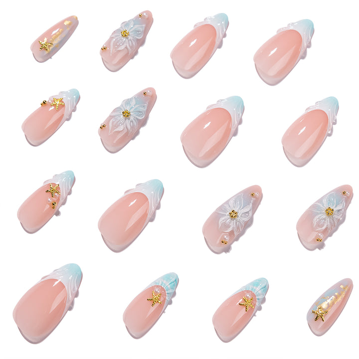 Artful stiletto nails with floral and glamorous accents Kalsten