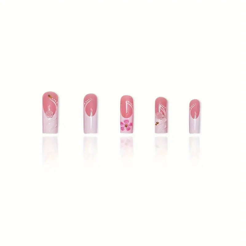 Elegant Floral Acrylic Nail Enhancements Kalsten 1789447194