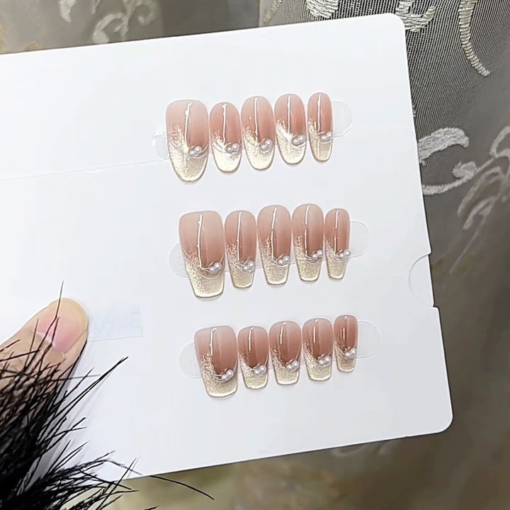 Elegant Press-On Nail Set with Pearls Kalsten