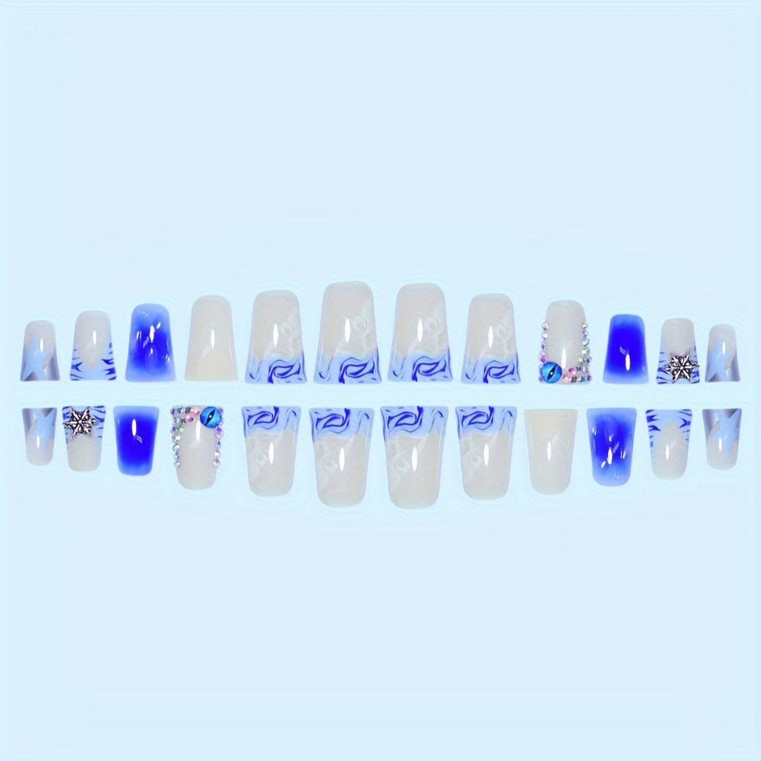 Decorative Press-On Nail Art Set with Gemstone Accents Kalsten