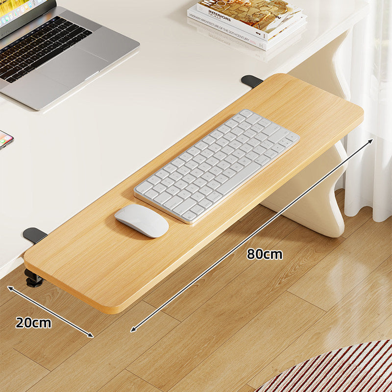 Under-Desk Bamboo Slide-Out Work Surface Clamp-Mounted Keyboard & Mouse Platform