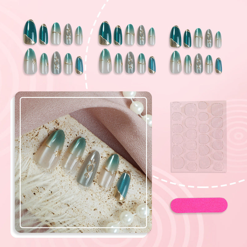 Decorative Press-On Nail Art Set with Gem Accents Kalsten