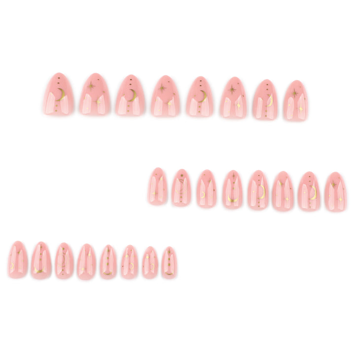 Artful Nail Extensions with Moon-Shaped and Star-Shaped Decorations Kalsten