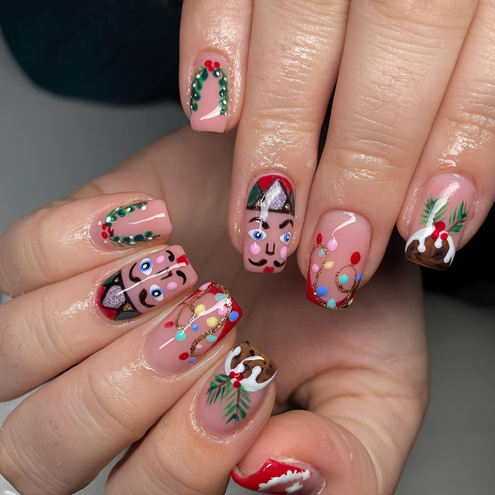 Artificial nail set with festive Christmas motifs Kalsten