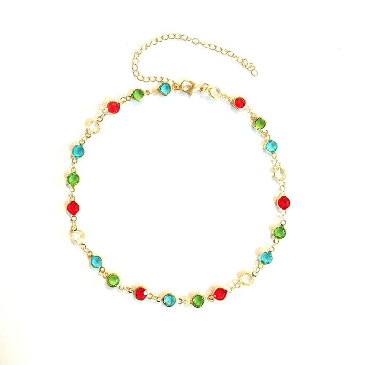 Colorful Gemstone Chain Necklace Kalsten