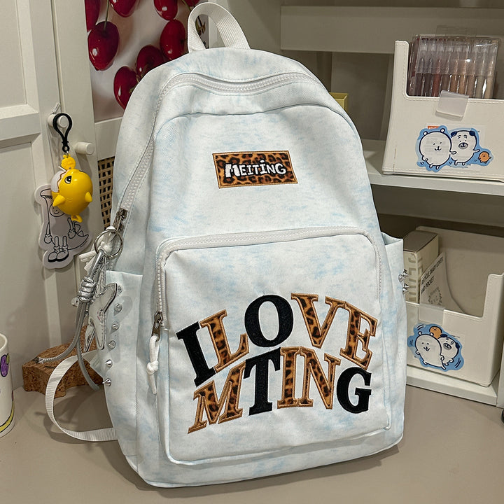 Casual Fashion-Forward Embroidered School Backpack