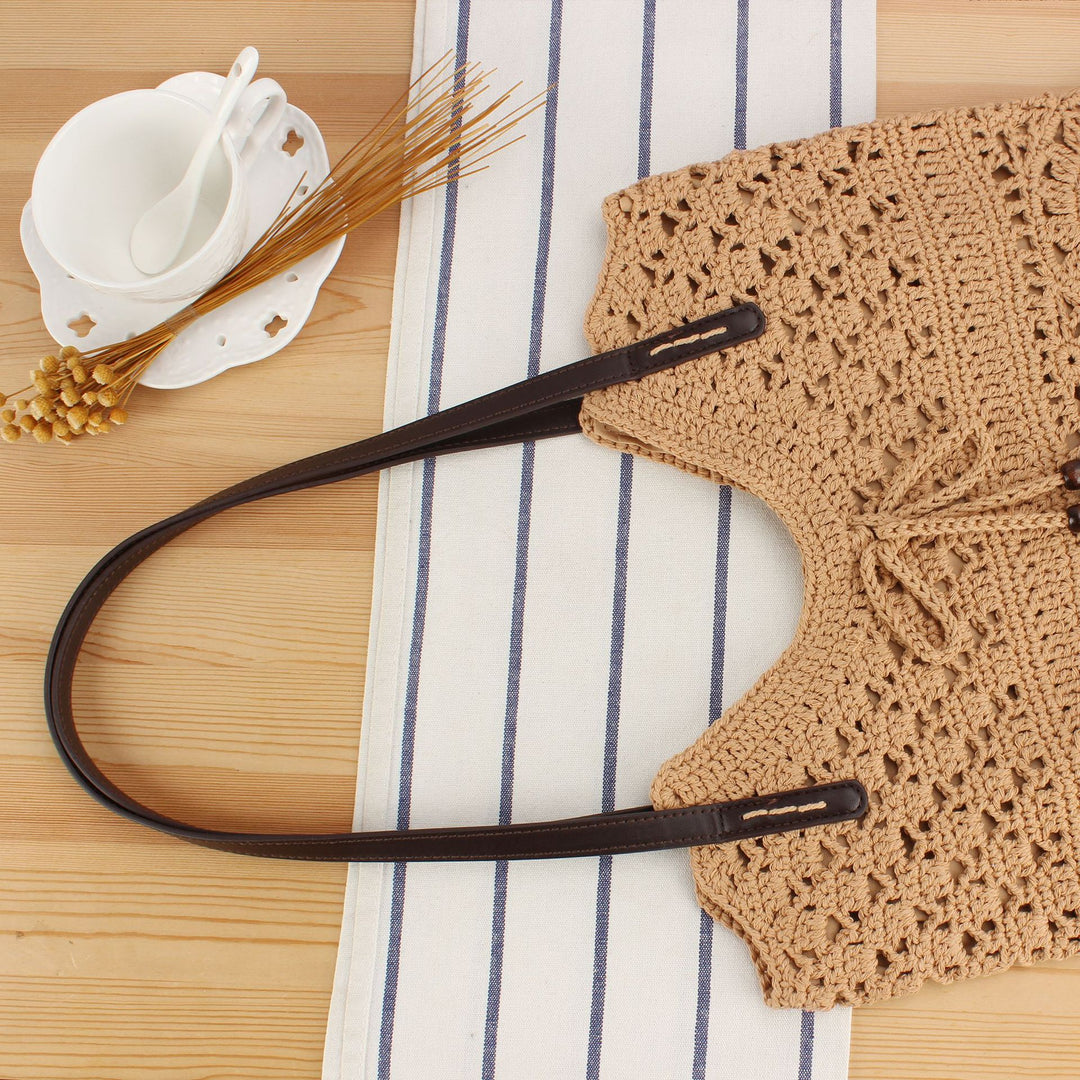 Handbag in Creative Macrame Design with Tassel Detail Kalsten