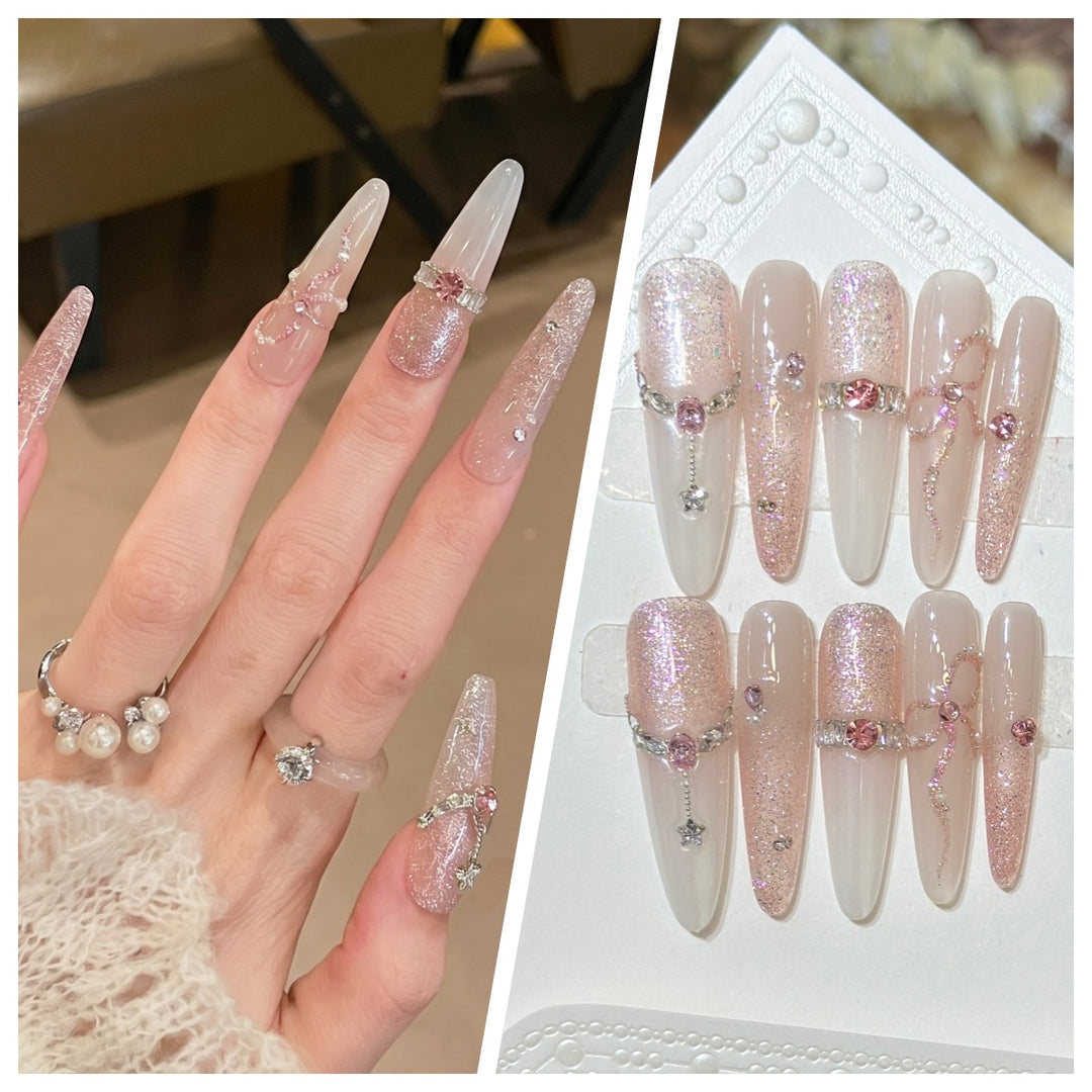 Artistic Stiletto Press-On Nail Set with Charming Patterns Kalsten