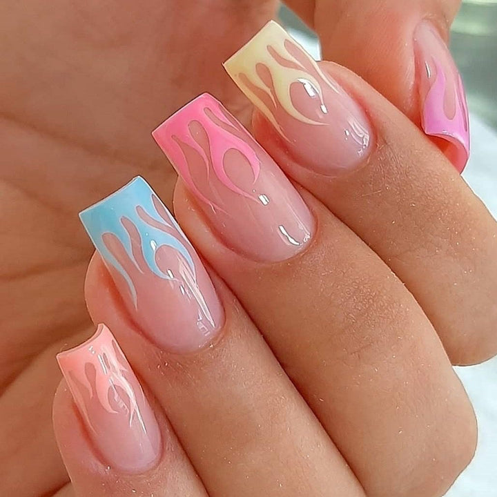 Nail art set with creative gradient and stylish flame details Kalsten