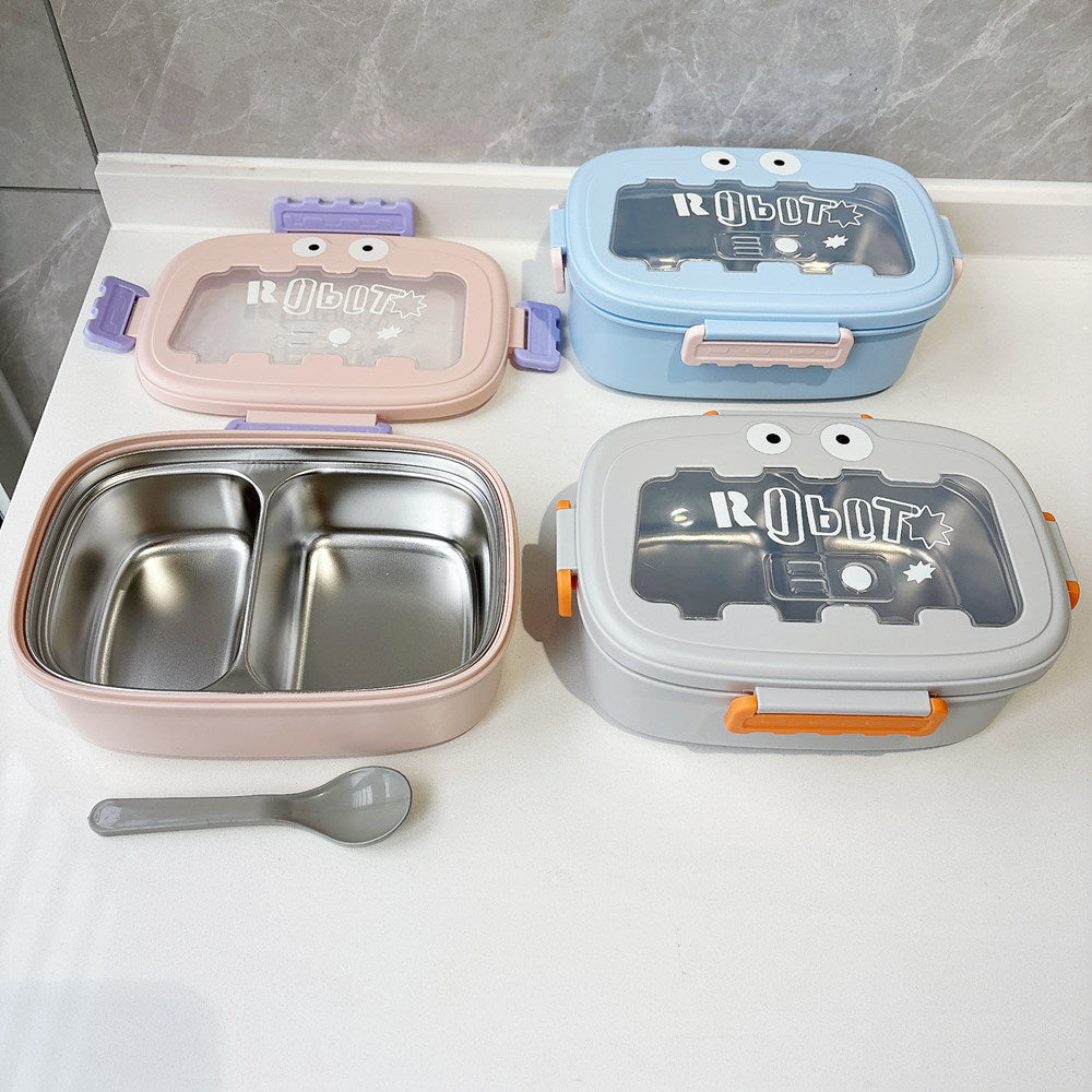 Fun Robot-Themed Lunch Box with Utensils