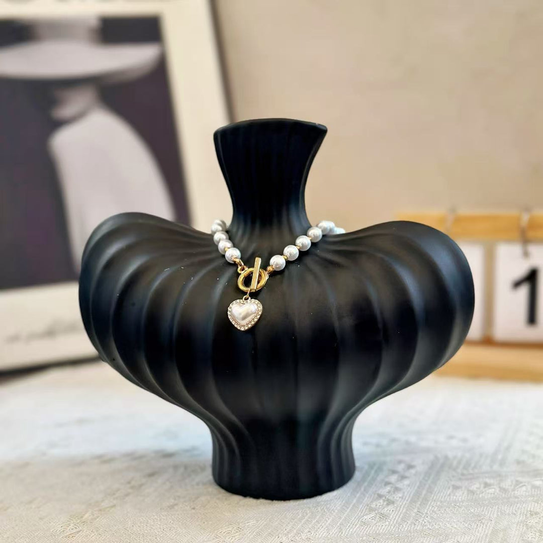 Artistic Ribbed Ceramic Vase for Home Decor