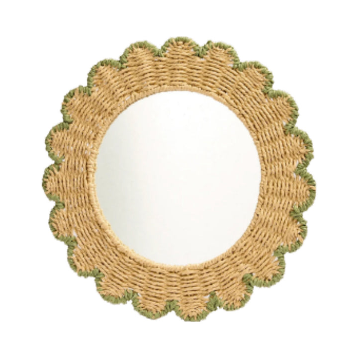 Decorative Round Wall Mirror with Natural Rattan Frame Kalsten