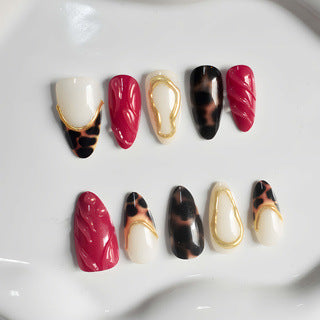 Decorative Stiletto Press-On Nail Set with Artistic Patterns Kalsten